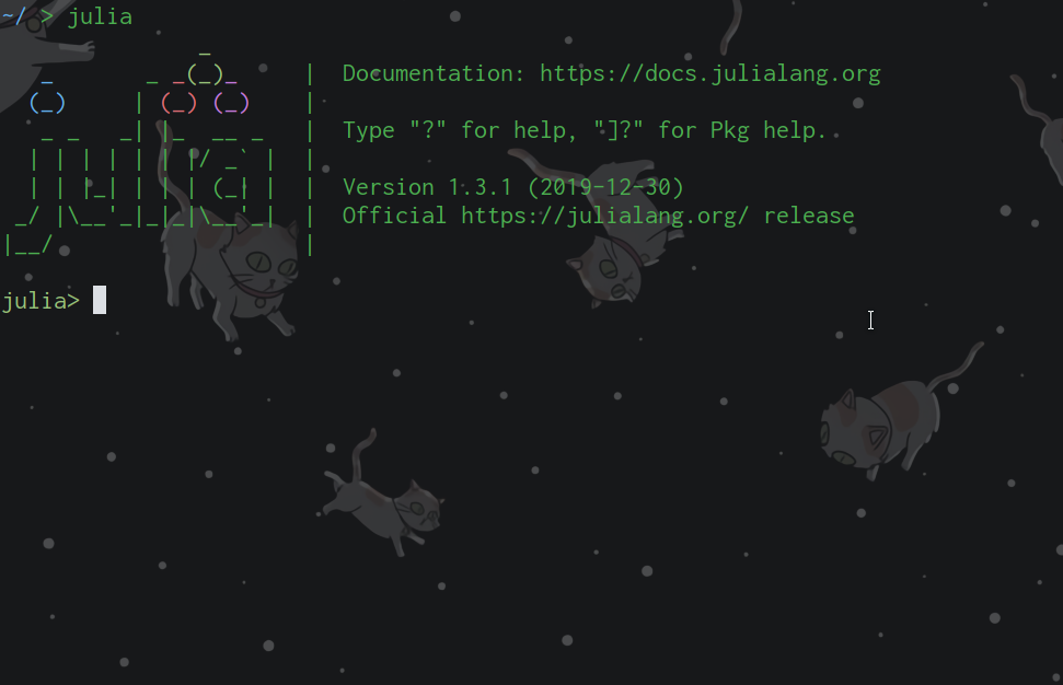 Nếu lệnh chạy thành công, chúng ta sẽ thấy màn hình Julia chào đón mình